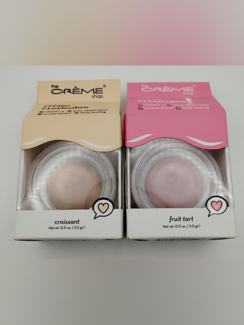 The Crème Shop Cream Eyeshadow Duo — Croissant (Beige) & Fruit Tart (Pink)